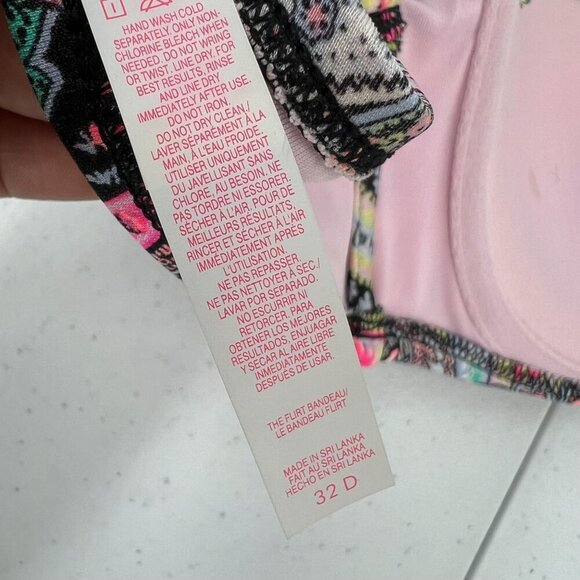 NWT VS 32D/S Paisley Bikini Set Bandeau Strappy Cheeky Swimsuit Multi-Color - Picture 6 of 16